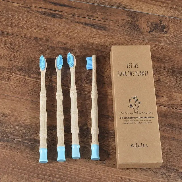 4Pcs Adult Bamboo Toothbrush Medium Bristles Eco Friendly Biodegradable Toothbrush Sustainable Compostable Tooth Brush