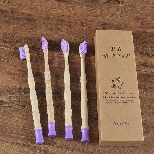 4Pcs Adult Bamboo Toothbrush Medium Bristles Eco Friendly Biodegradable Toothbrush Sustainable Compostable Tooth Brush