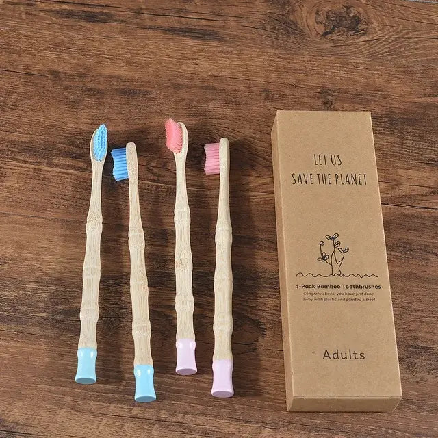 4Pcs Adult Bamboo Toothbrush Medium Bristles Eco Friendly Biodegradable Toothbrush Sustainable Compostable Tooth Brush