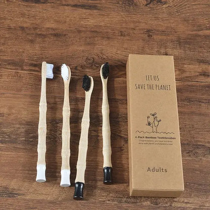 4Pcs Adult Bamboo Toothbrush Medium Bristles Eco Friendly Biodegradable Toothbrush Sustainable Compostable Tooth Brush