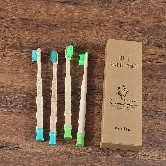 4Pcs Adult Bamboo Toothbrush Medium Bristles Eco Friendly Biodegradable Toothbrush Sustainable Compostable Tooth Brush