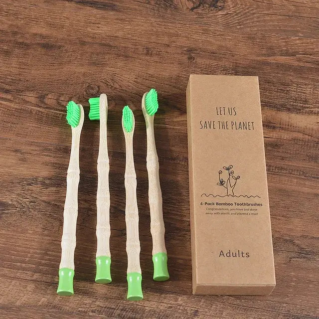 4Pcs Adult Bamboo Toothbrush Medium Bristles Eco Friendly Biodegradable Toothbrush Sustainable Compostable Tooth Brush