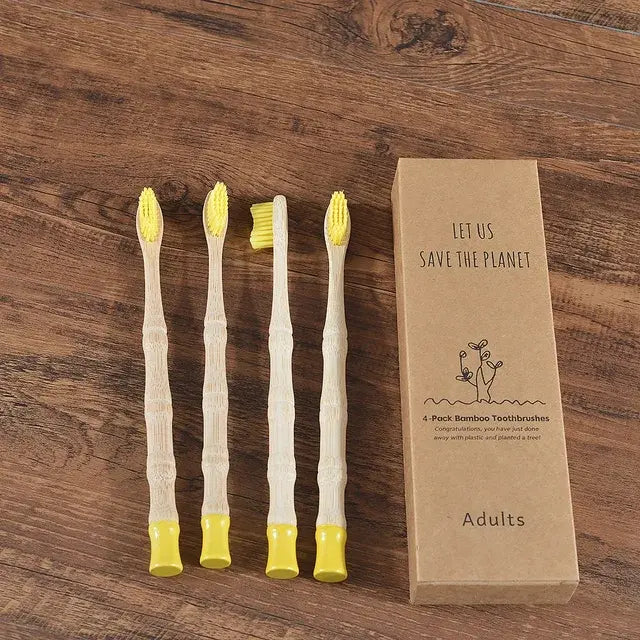 4Pcs Adult Bamboo Toothbrush Medium Bristles Eco Friendly Biodegradable Toothbrush Sustainable Compostable Tooth Brush