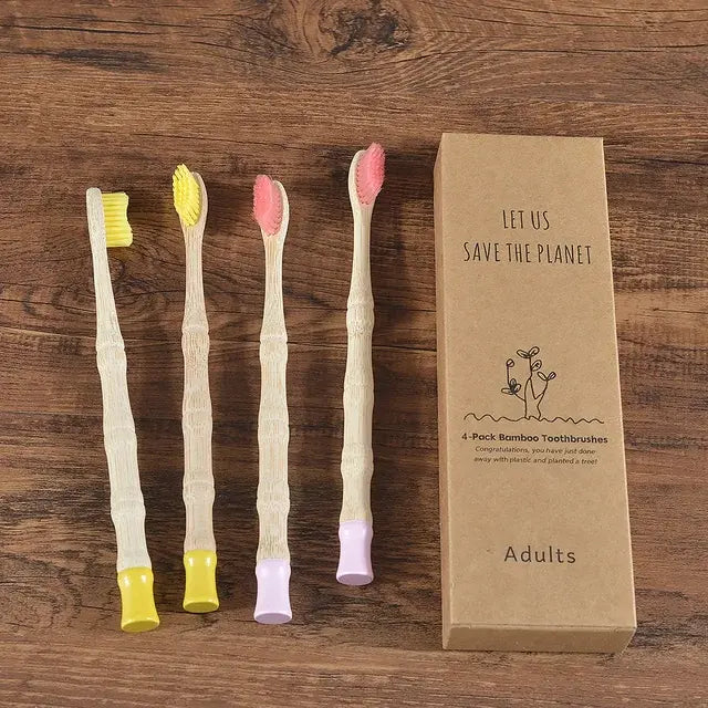 4Pcs Adult Bamboo Toothbrush Medium Bristles Eco Friendly Biodegradable Toothbrush Sustainable Compostable Tooth Brush