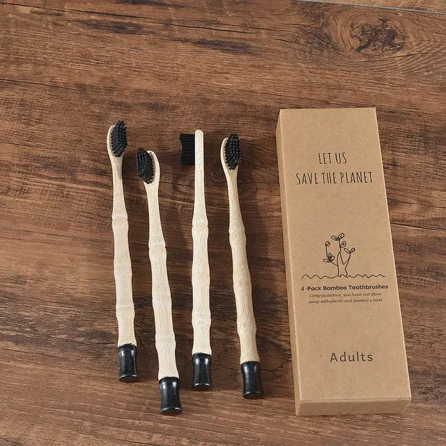 4Pcs Adult Bamboo Toothbrush Medium Bristles Eco Friendly Biodegradable Toothbrush Sustainable Compostable Tooth Brush