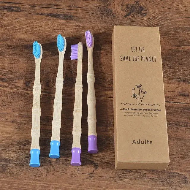 4Pcs Adult Bamboo Toothbrush Medium Bristles Eco Friendly Biodegradable Toothbrush Sustainable Compostable Tooth Brush