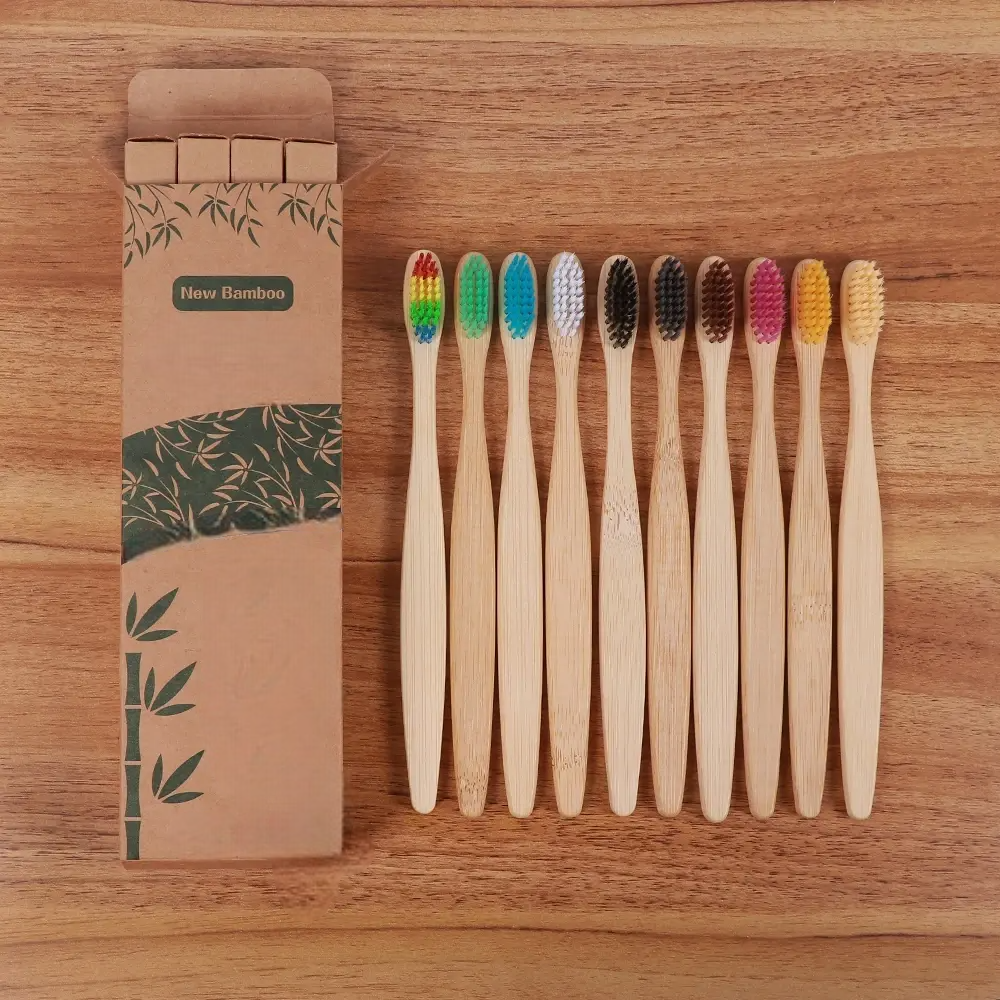 4Pcs/Box Rainbow Toothbrush Natural Bamboo Tooth Brush Soft Bristle Charcoal Vegan Eco Friendly Products For Dental Oral Care