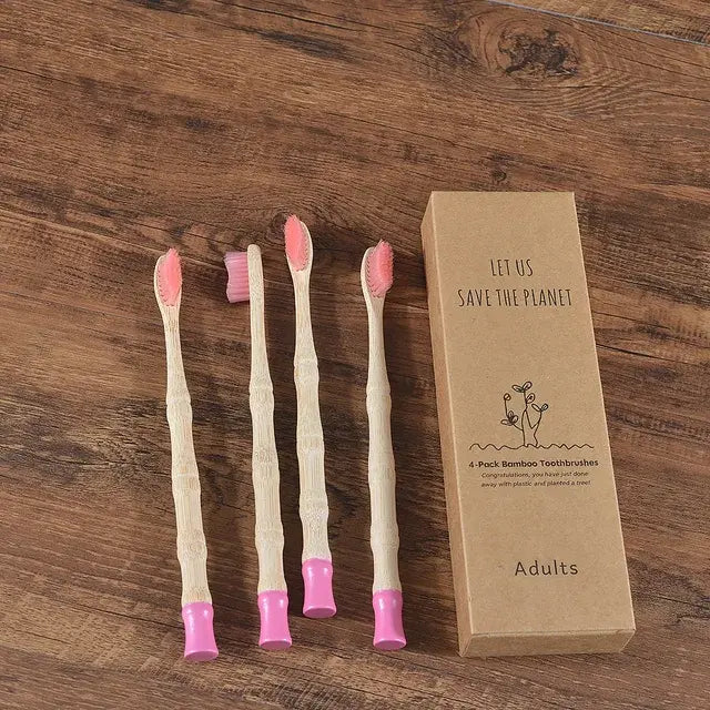 4Pcs Adult Bamboo Toothbrush Medium Bristles Eco Friendly Biodegradable Toothbrush Sustainable Compostable Tooth Brush