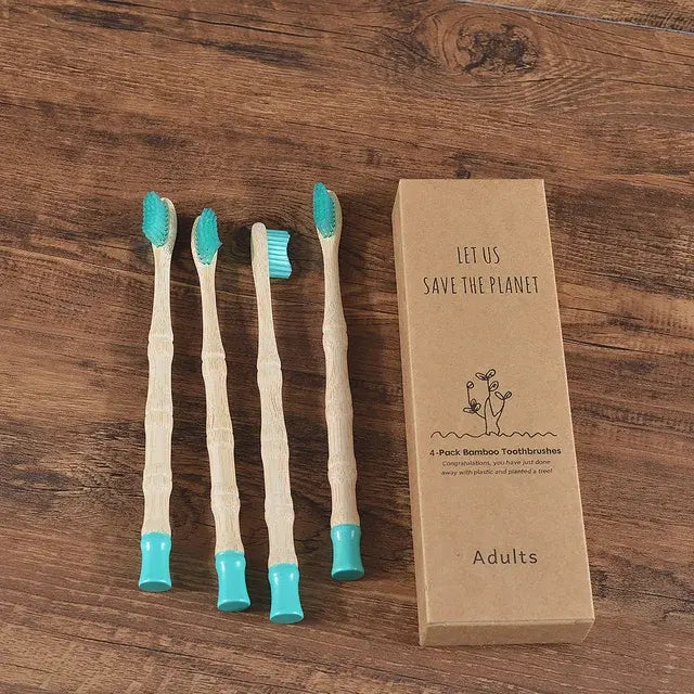 4Pcs Adult Bamboo Toothbrush Medium Bristles Eco Friendly Biodegradable Toothbrush Sustainable Compostable Tooth Brush