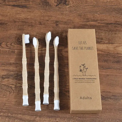 4Pcs Adult Bamboo Toothbrush Medium Bristles Eco Friendly Biodegradable Toothbrush Sustainable Compostable Tooth Brush