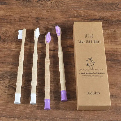 4Pcs Adult Bamboo Toothbrush Medium Bristles Eco Friendly Biodegradable Toothbrush Sustainable Compostable Tooth Brush