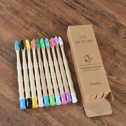 4Pcs Adult Bamboo Toothbrush Medium Bristles Eco Friendly Biodegradable Toothbrush Sustainable Compostable Tooth Brush