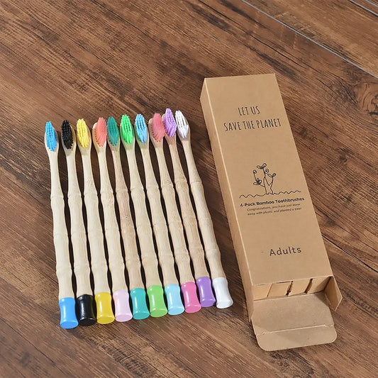 4Pcs Adult Bamboo Toothbrush Medium Bristles Eco Friendly Biodegradable Toothbrush Sustainable Compostable Tooth Brush