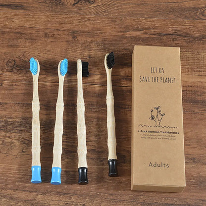 4Pcs Adult Bamboo Toothbrush Medium Bristles Eco Friendly Biodegradable Toothbrush Sustainable Compostable Tooth Brush