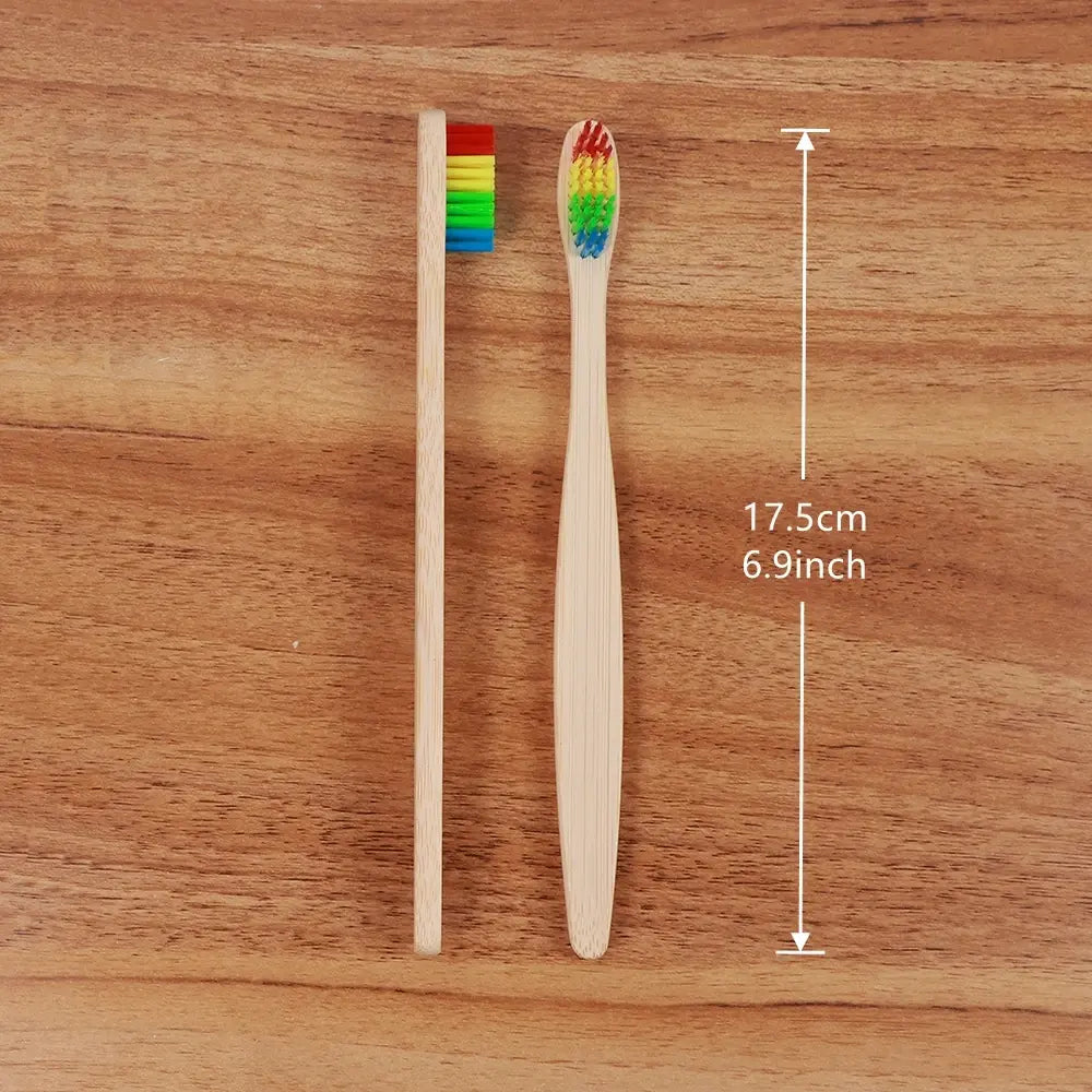 4Pcs/Box Rainbow Toothbrush Natural Bamboo Tooth Brush Soft Bristle Charcoal Vegan Eco Friendly Products For Dental Oral Care